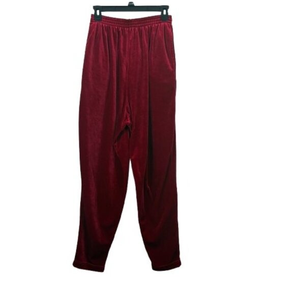 VTG 90s Y2K DVF Velour Garnet Red Pull On Pants Large Vintage Americana - Picture 1 of 6
